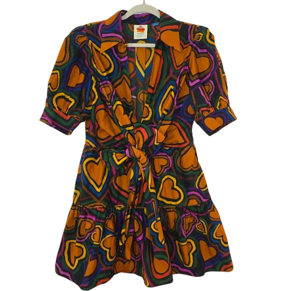 Farm Rio Short-Sleeve Bow-Front Heart Mini Dress - Picture 3 of 9